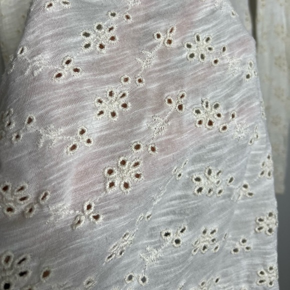 Free People Long Sleeve Eyelet Top with Embroidered Yoke Detail - Picture 6 of 7